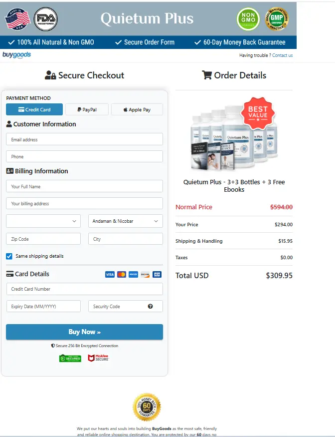 Quietum Plus  Order Form